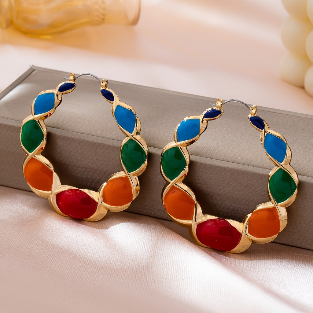 18k Colorful Twisted Hoop Earrings