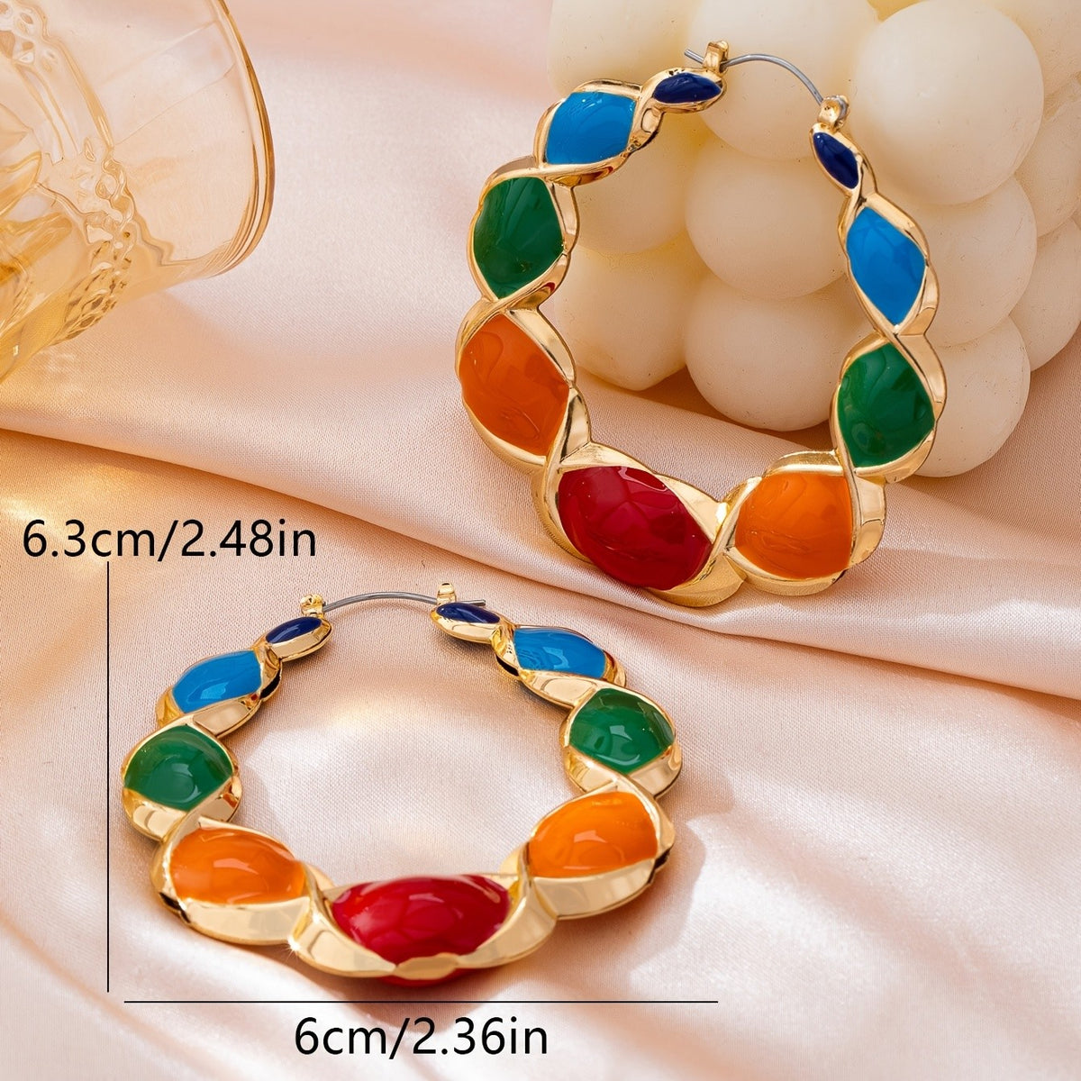 18k Colorful Twisted Hoop Earrings
