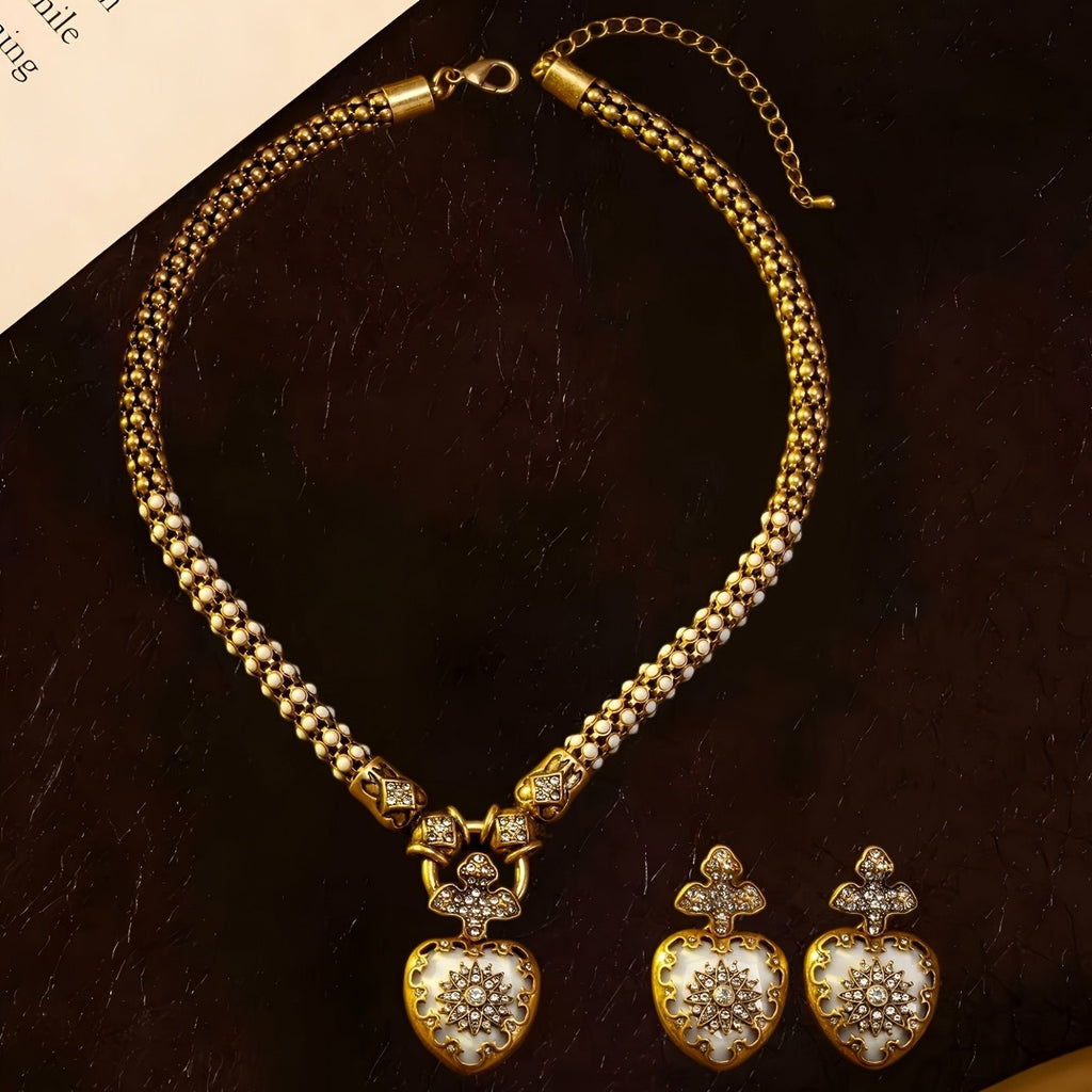 Vintage White Heart Jewelry Set