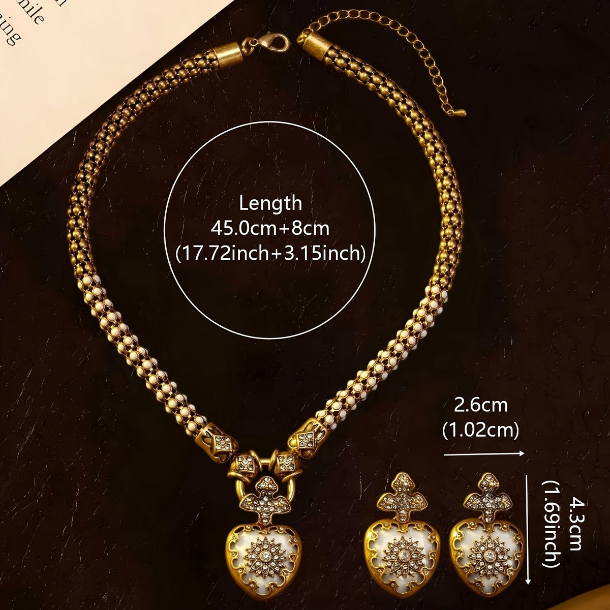 Vintage White Heart Jewelry Set