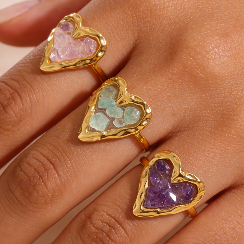 18k Boho Heart Ring
