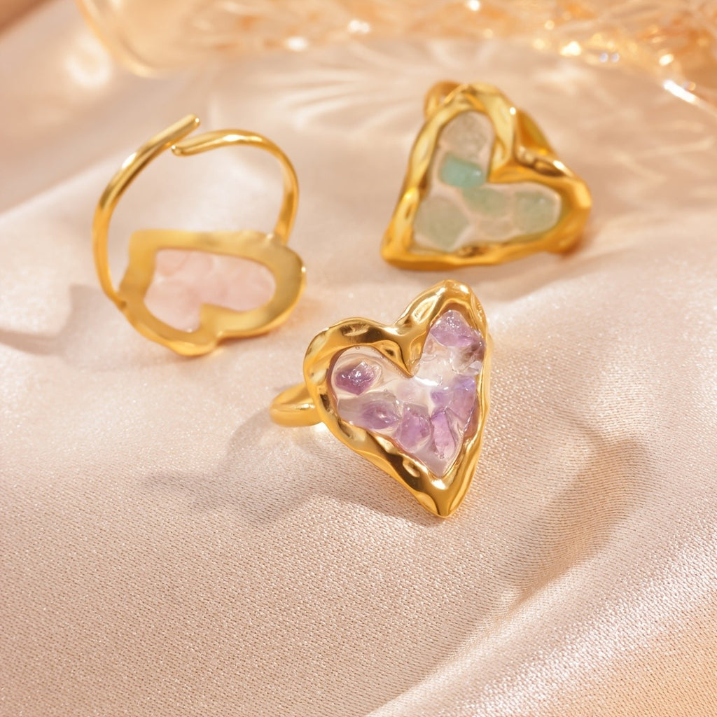 18k Boho Heart Ring