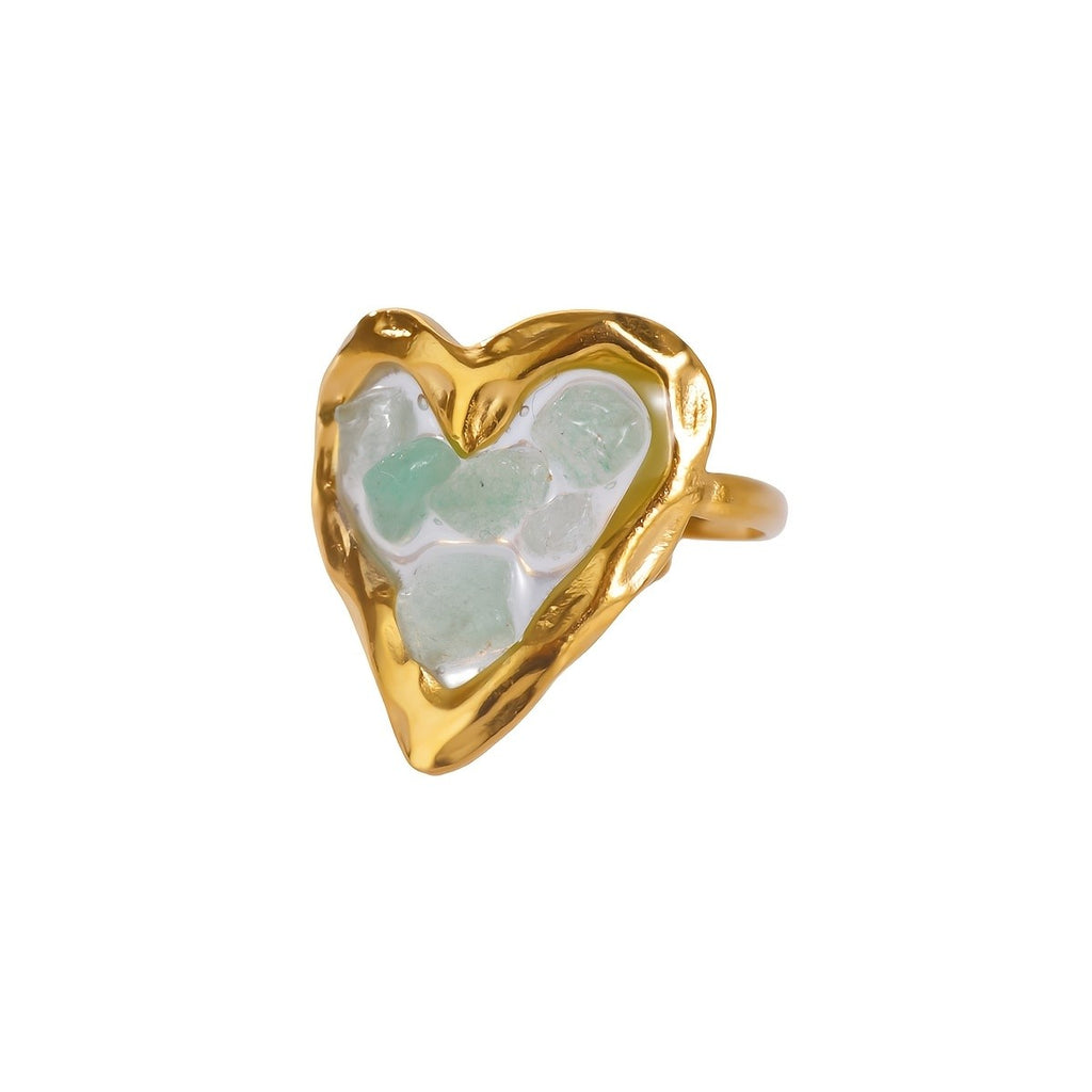 18k Boho Heart Ring