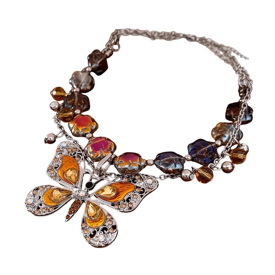 Vintage Butterfly Bead Necklace