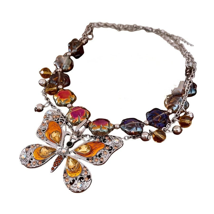 Vintage Butterfly Bead Necklace