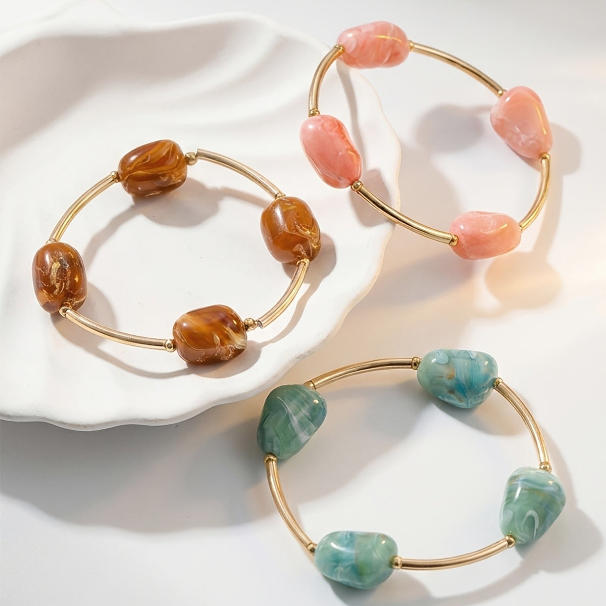 3PC Boho Stone Stack Bracelets