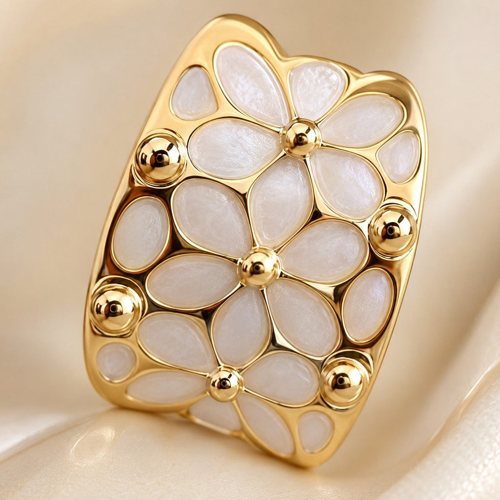 Vintage White Floral Hoop Earrings