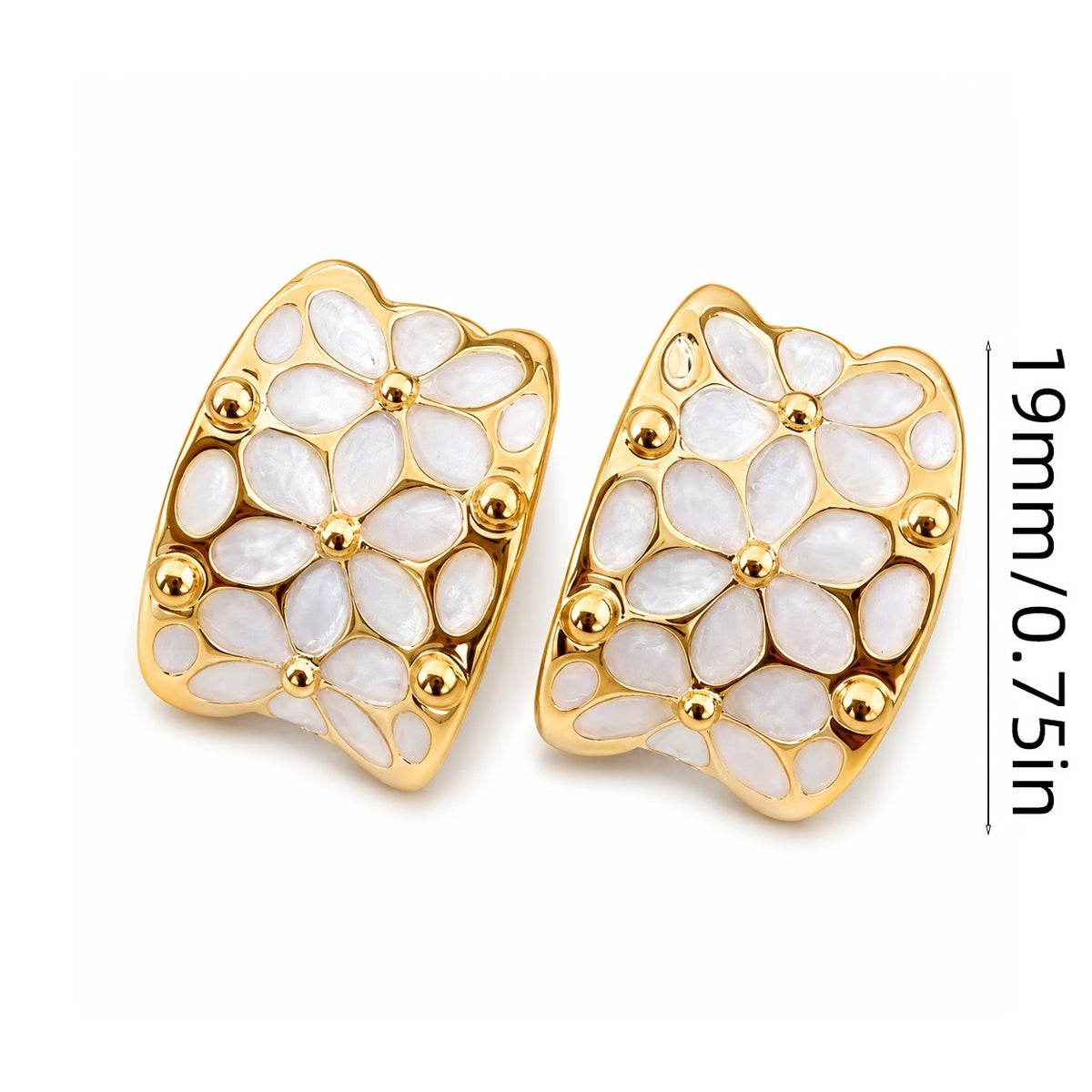Vintage White Floral Hoop Earrings