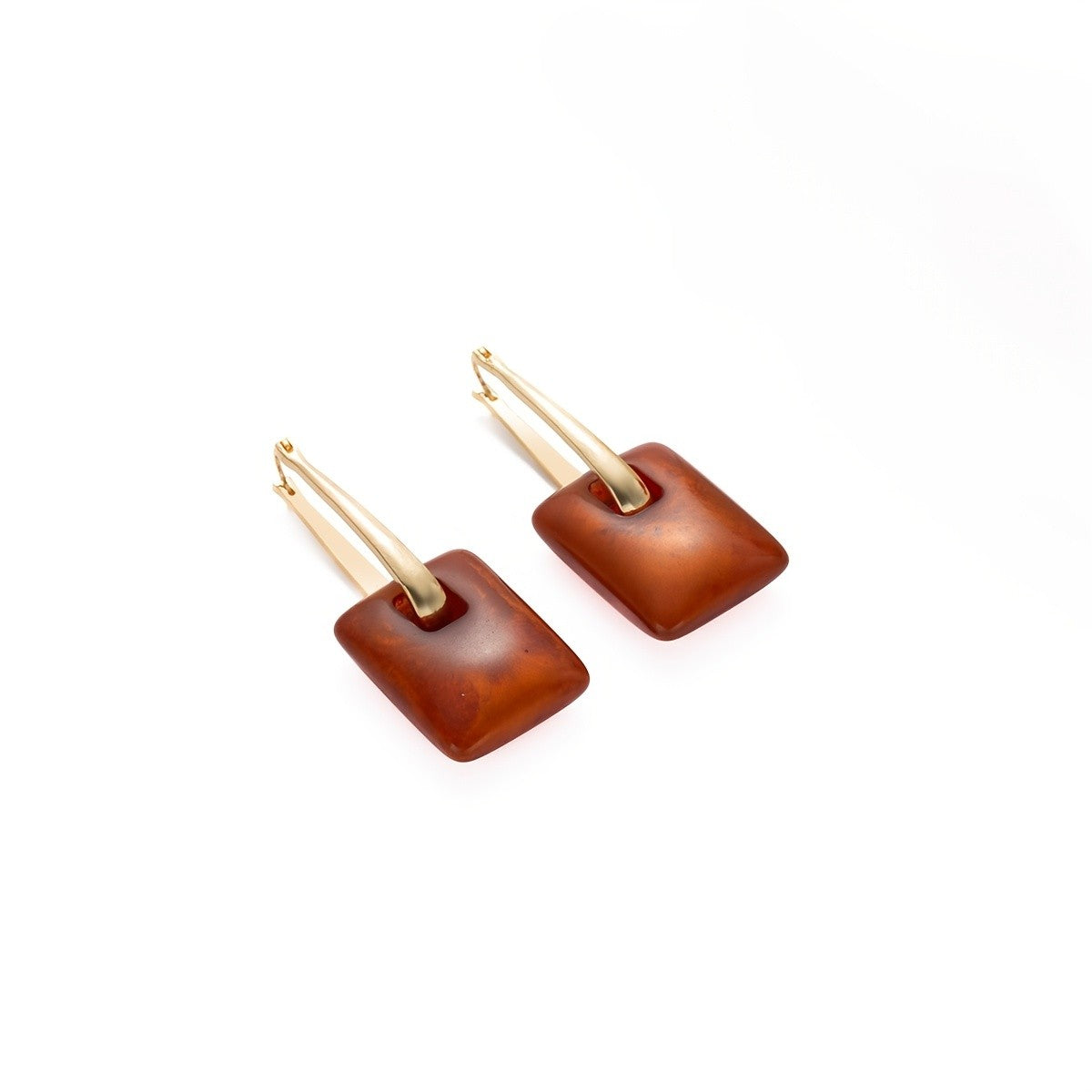 Vintage Amber Square Earrings