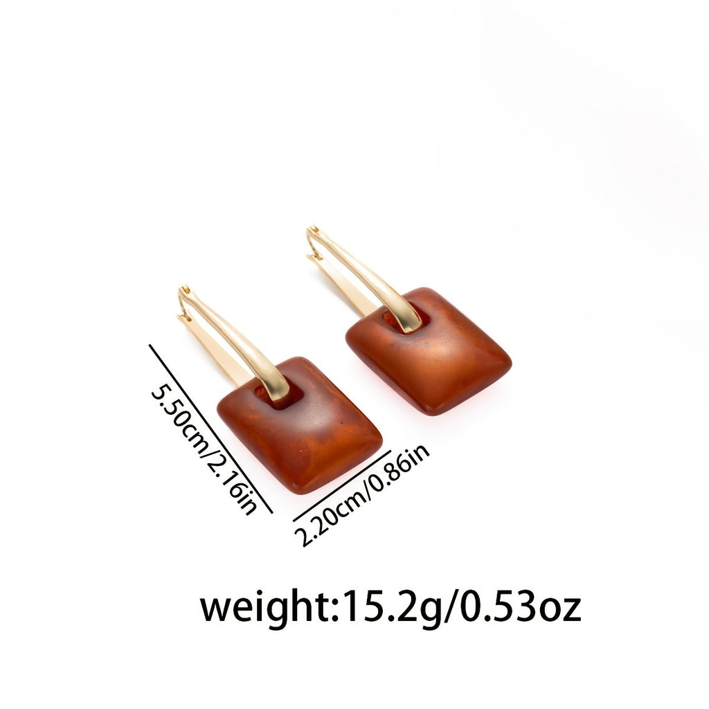 Vintage Amber Square Earrings