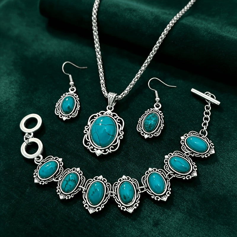 3PC Vintage Turquoise Jewelry Set