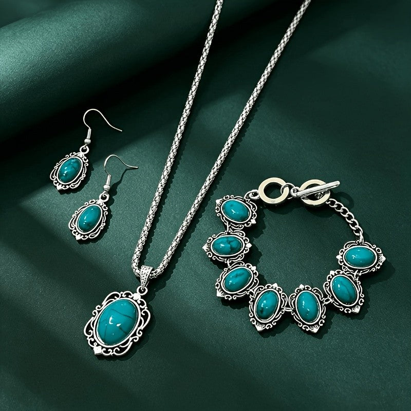 3PC Vintage Turquoise Jewelry Set