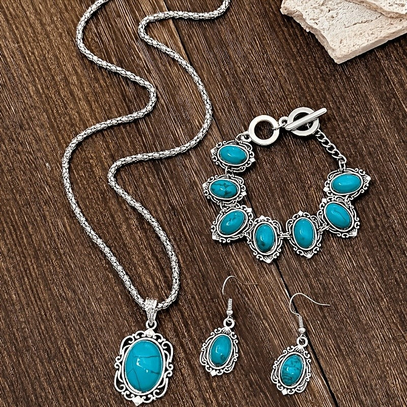 3PC Vintage Turquoise Jewelry Set