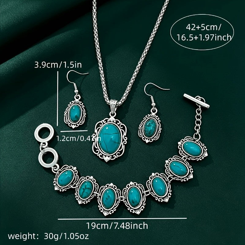3PC Vintage Turquoise Jewelry Set