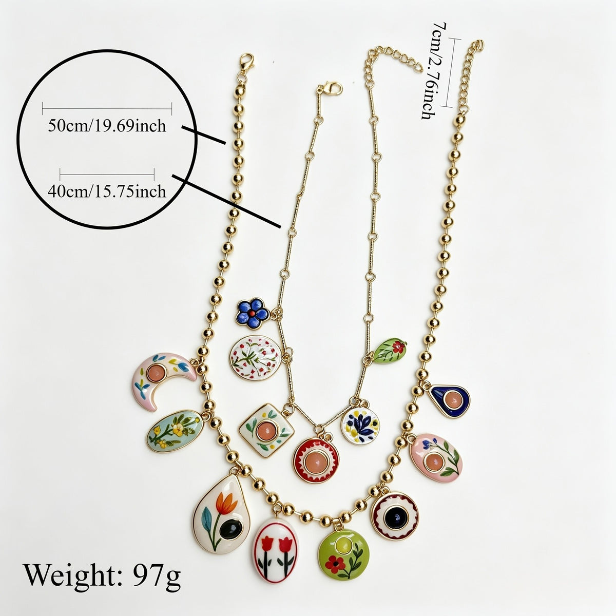 18k Vintage Floral Multi-Pendant Necklace