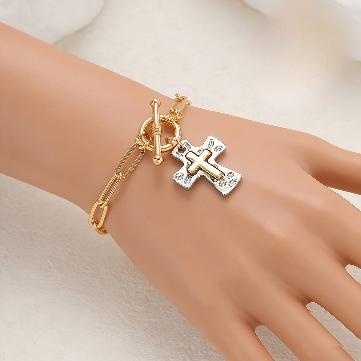 18k Vintage Cross Bracelet