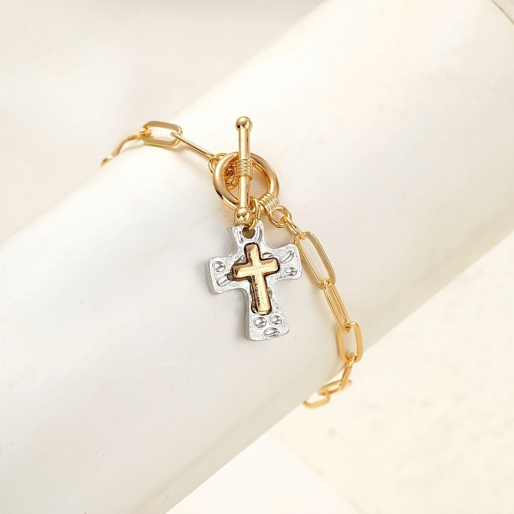18k Vintage Cross Bracelet