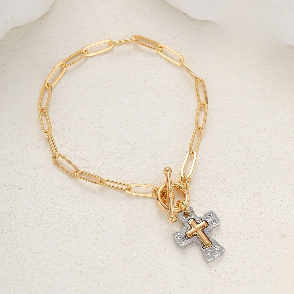 18k Vintage Cross Bracelet