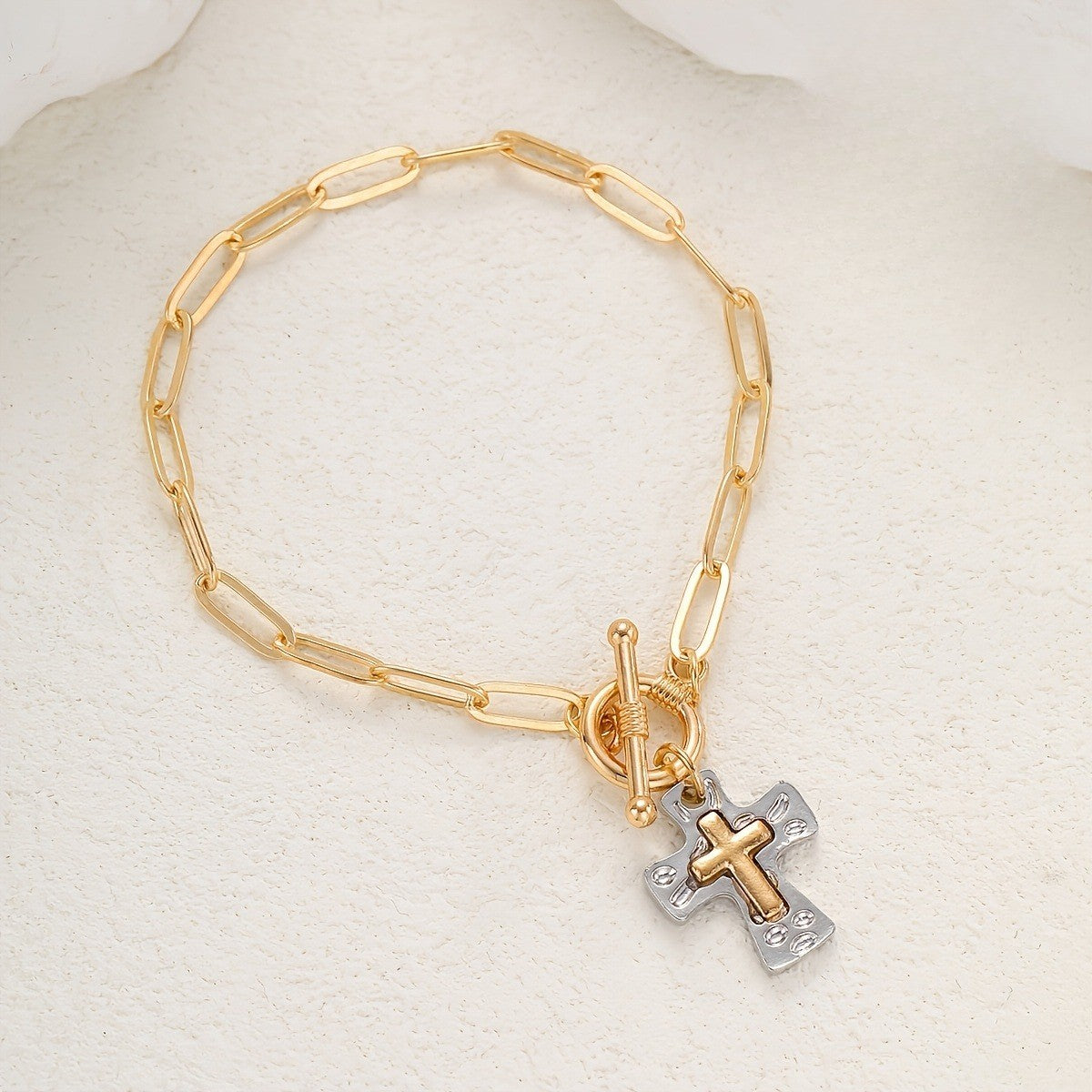 18k Vintage Cross Bracelet