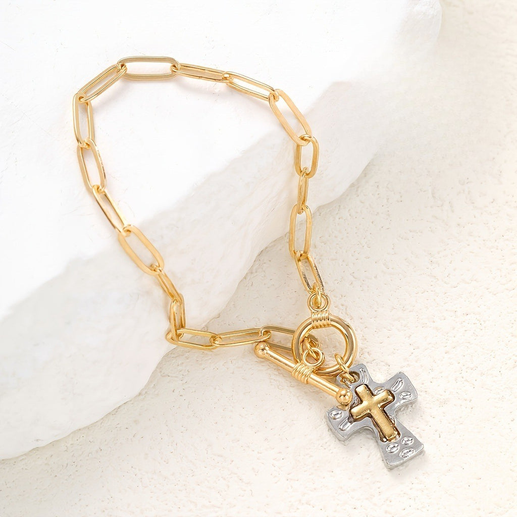 18k Vintage Cross Bracelet