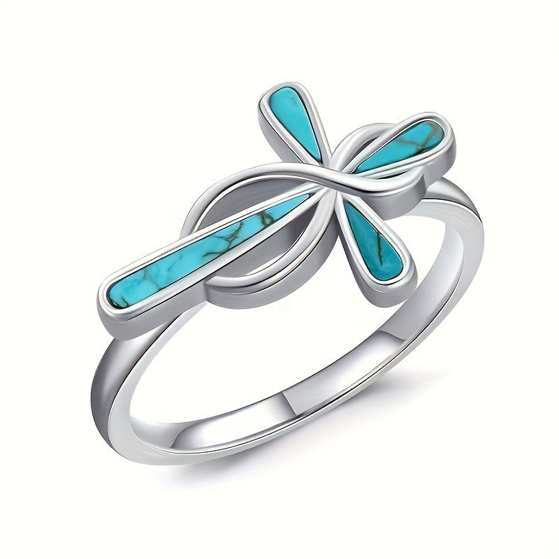 Elegant Turquoise Dragonfly Ring
