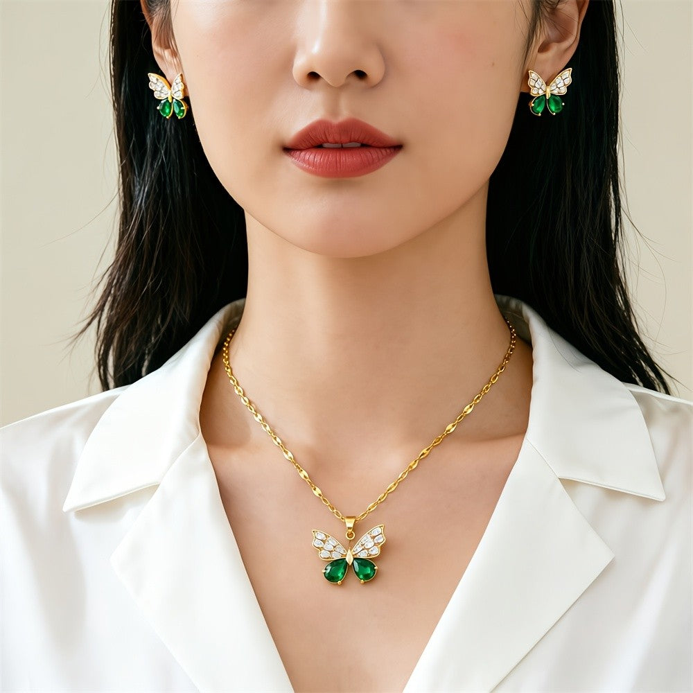 18k Vintage Butterfly Jewelry Set