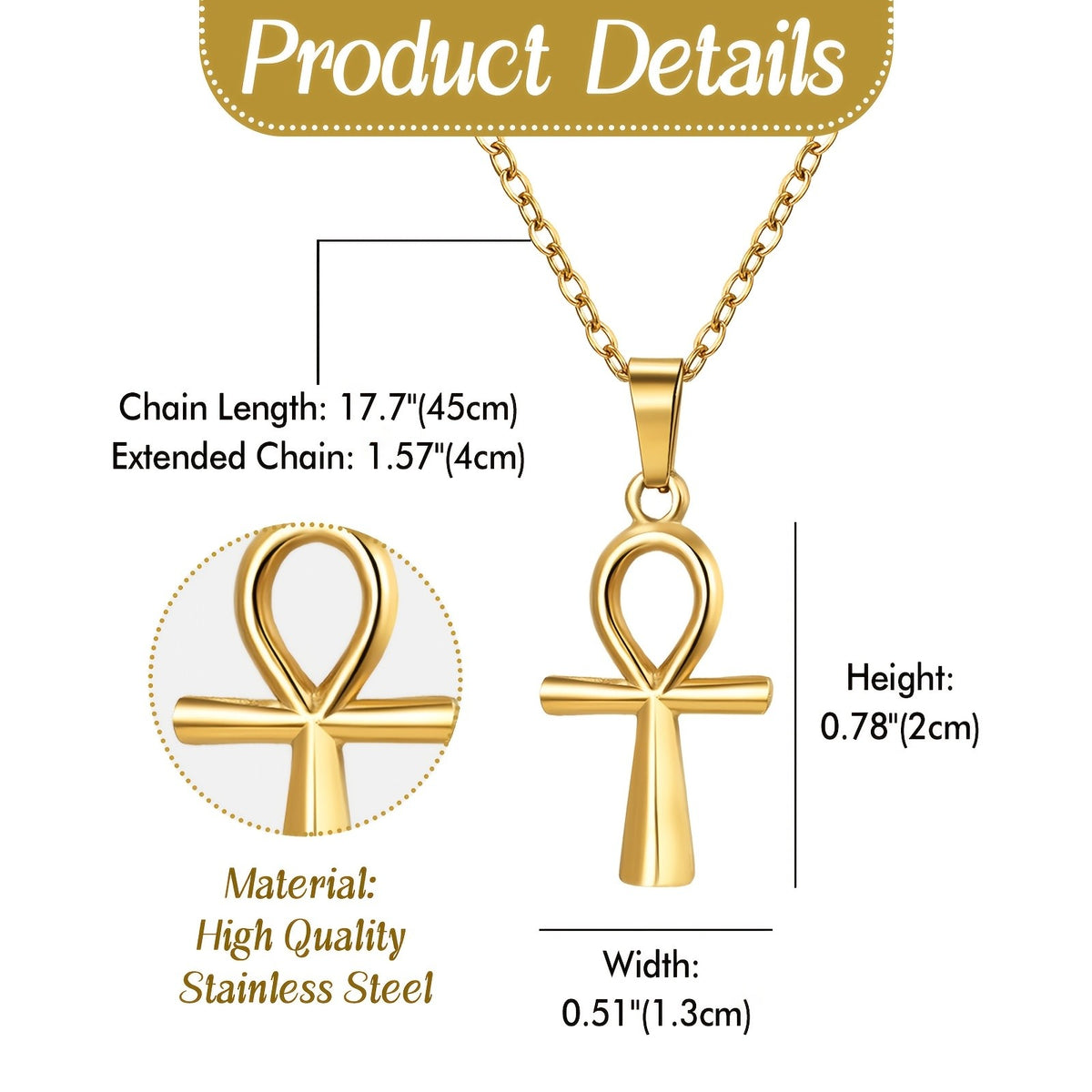 18k Minimal Ankh Necklace