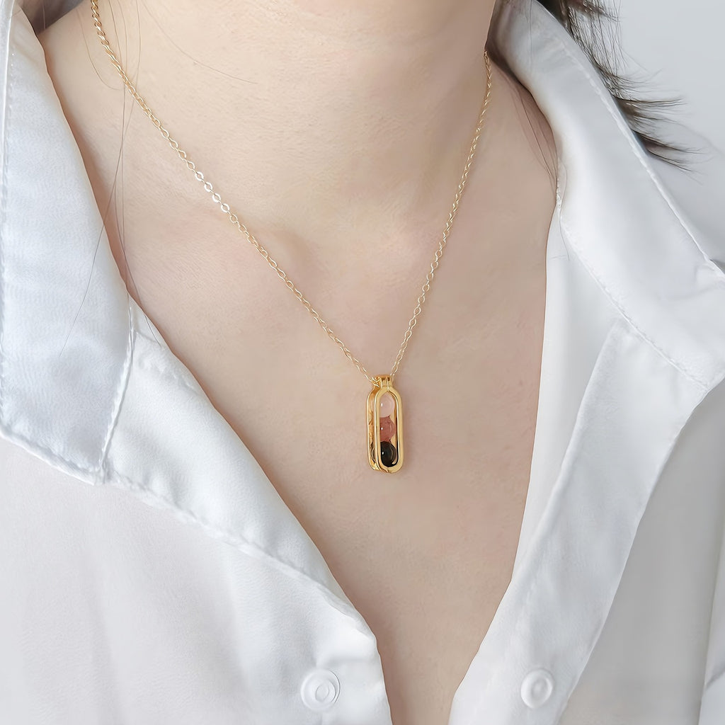 14k Vintage Stone Bar Necklace