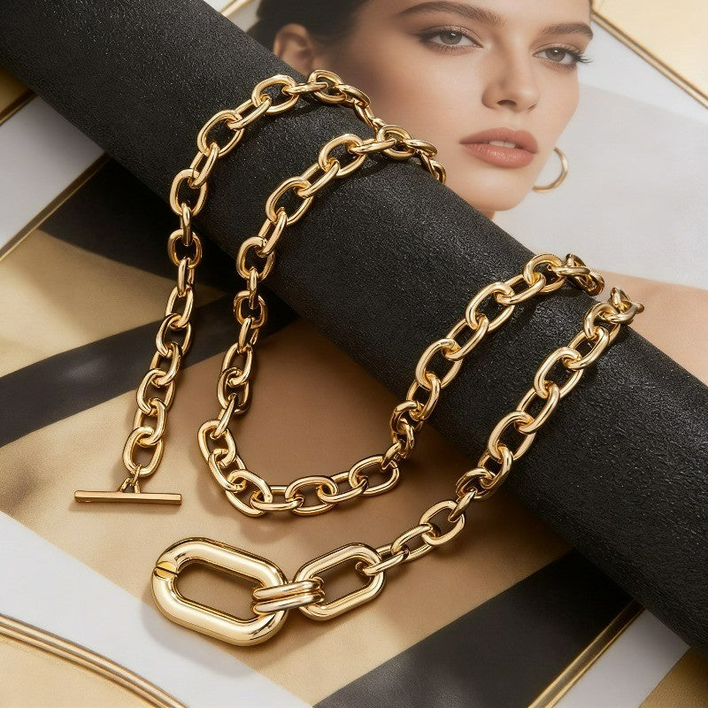 18k Geometric Chain Necklace