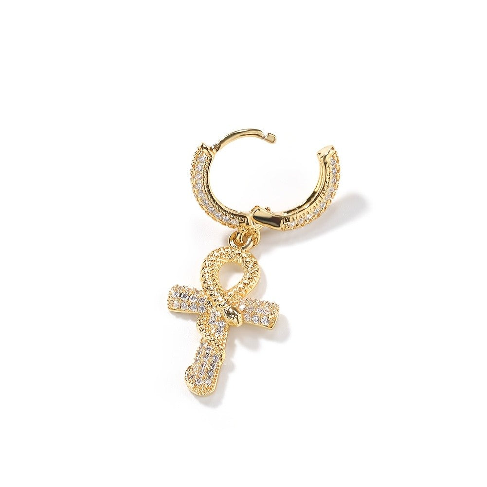 18k Elegant Ankh Drop Earrings