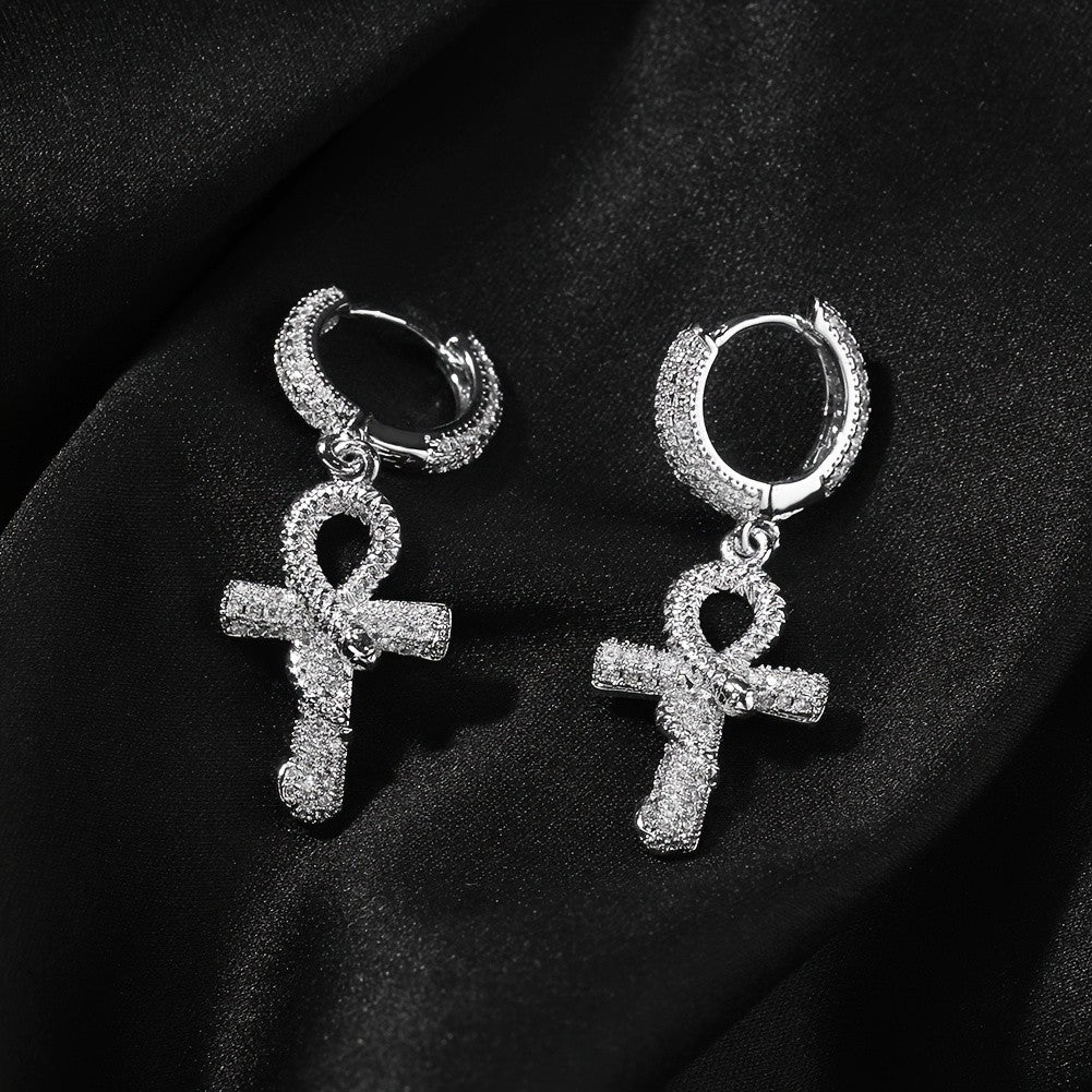 18k Elegant Ankh Drop Earrings
