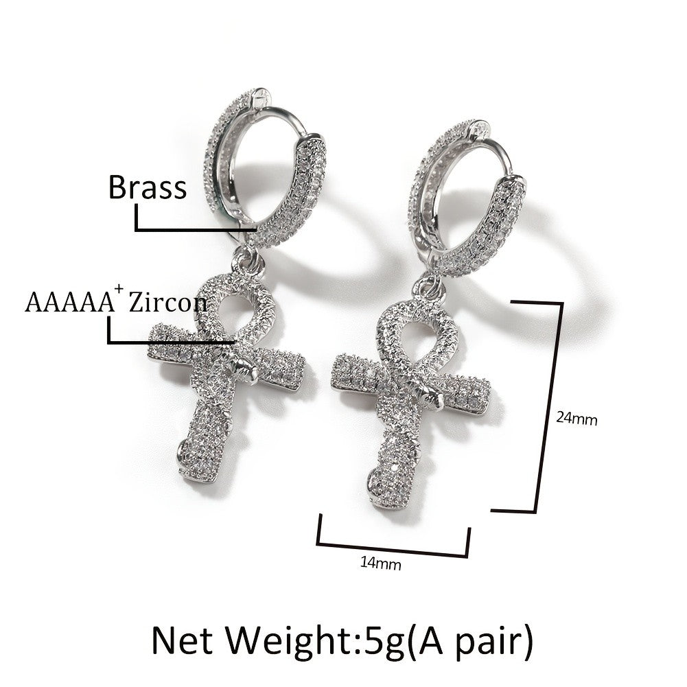 18k Elegant Ankh Drop Earrings