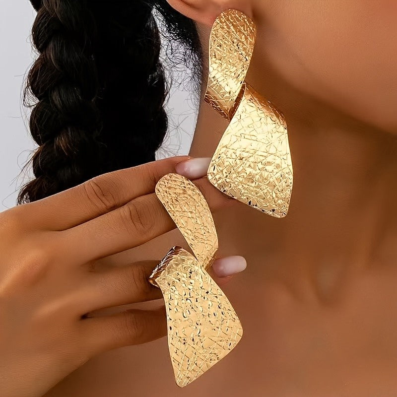 18k Vintage Textured Drop Earrings