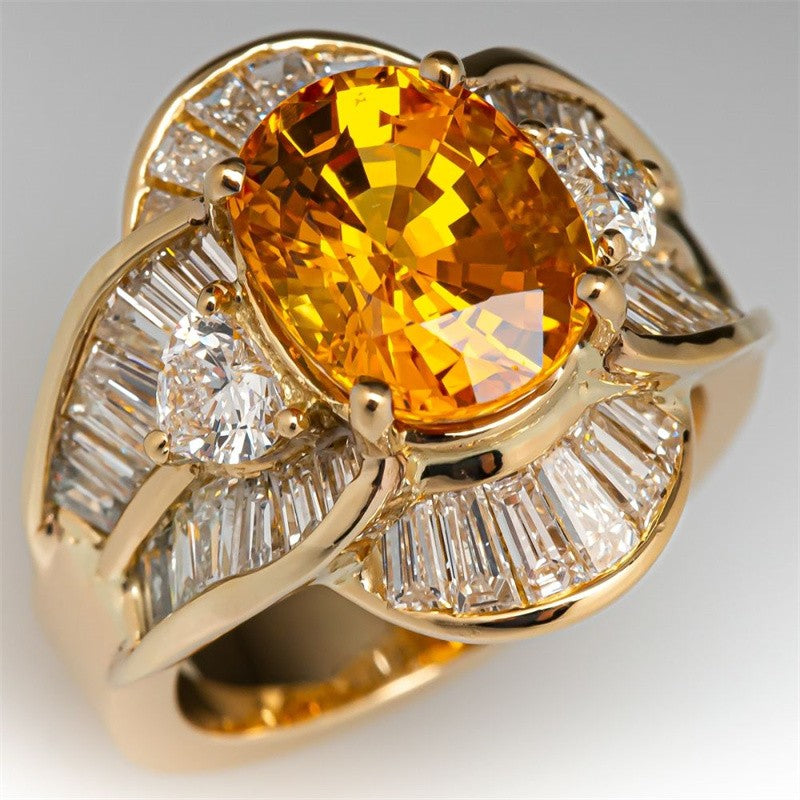 18k Elegant Yellow Stone Ring