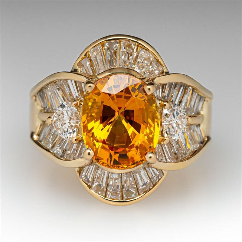 18k Elegant Yellow Stone Ring