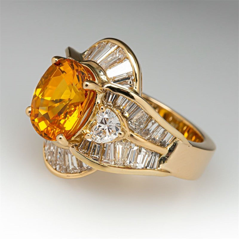 18k Elegant Yellow Stone Ring