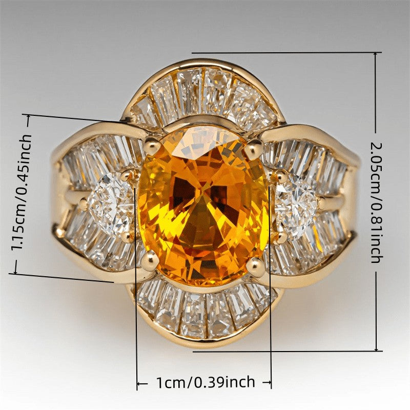 18k Elegant Yellow Stone Ring
