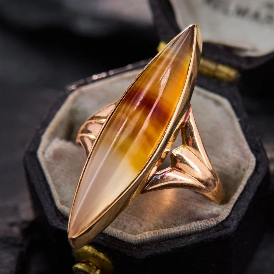 Vintage Amber Marquise Ring