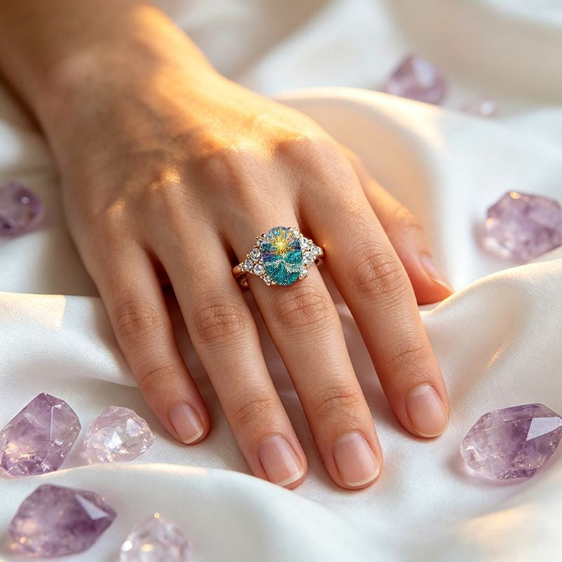 18k Vintage Sun And Sea Ring