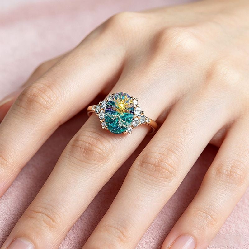 18k Vintage Sun And Sea Ring