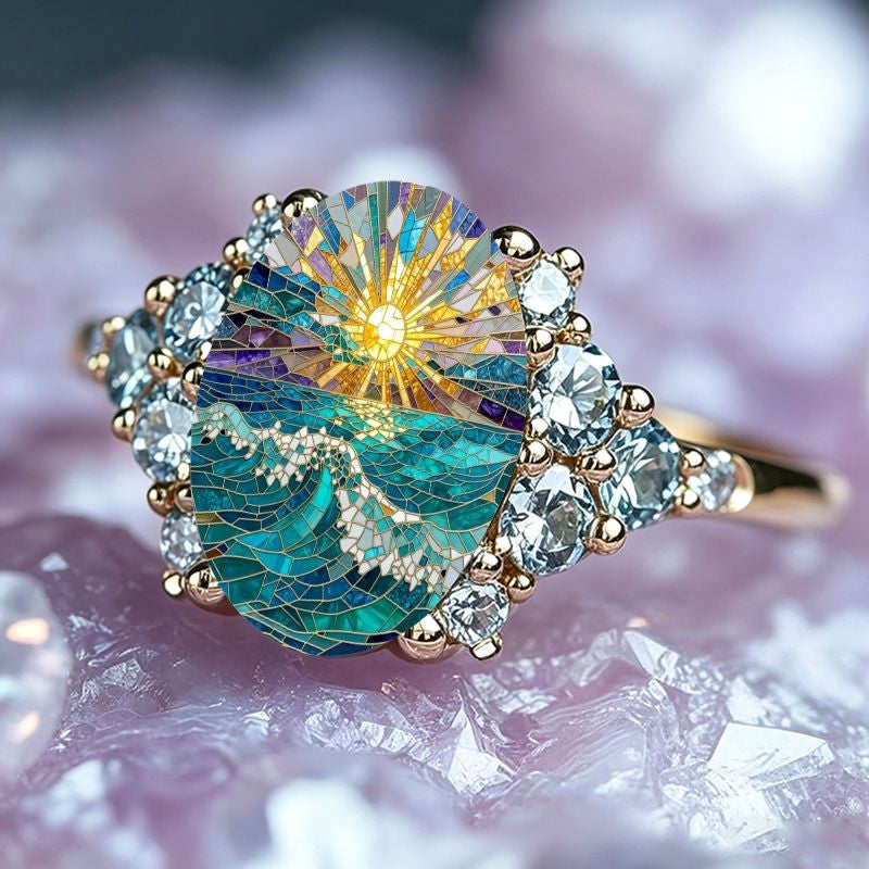 18k Vintage Sun And Sea Ring