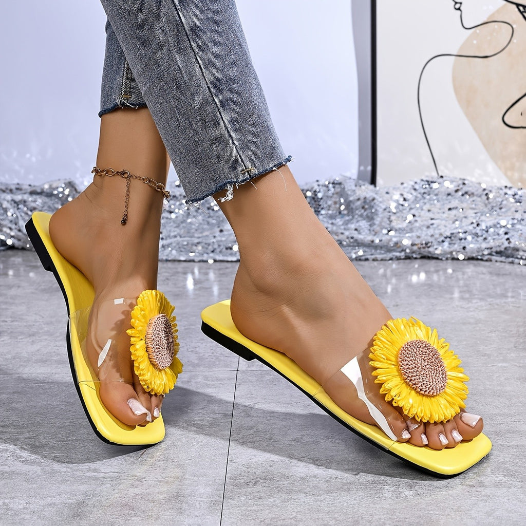 Blue Flower Slide Sandals
