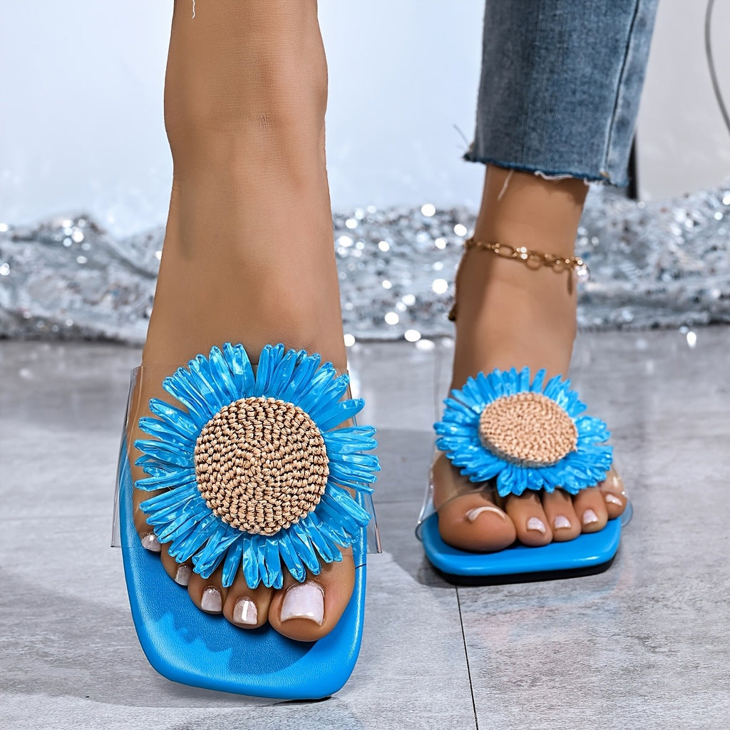 Blue Flower Slide Sandals