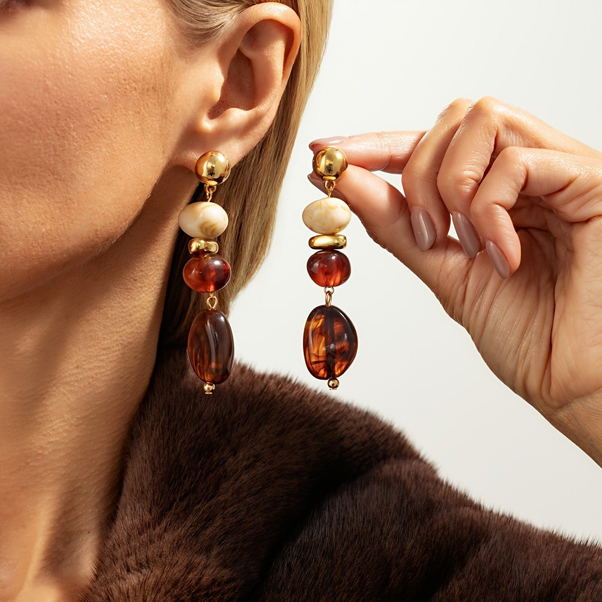 Vintage Amber Drop Earrings