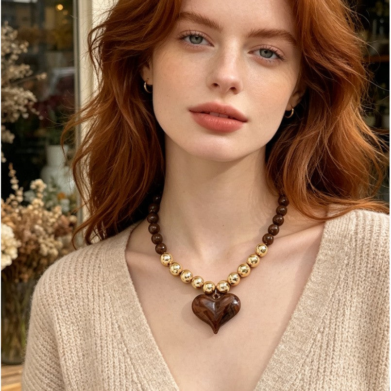 Elegant Heart Bead Necklace
