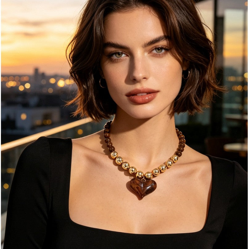 Elegant Heart Bead Necklace