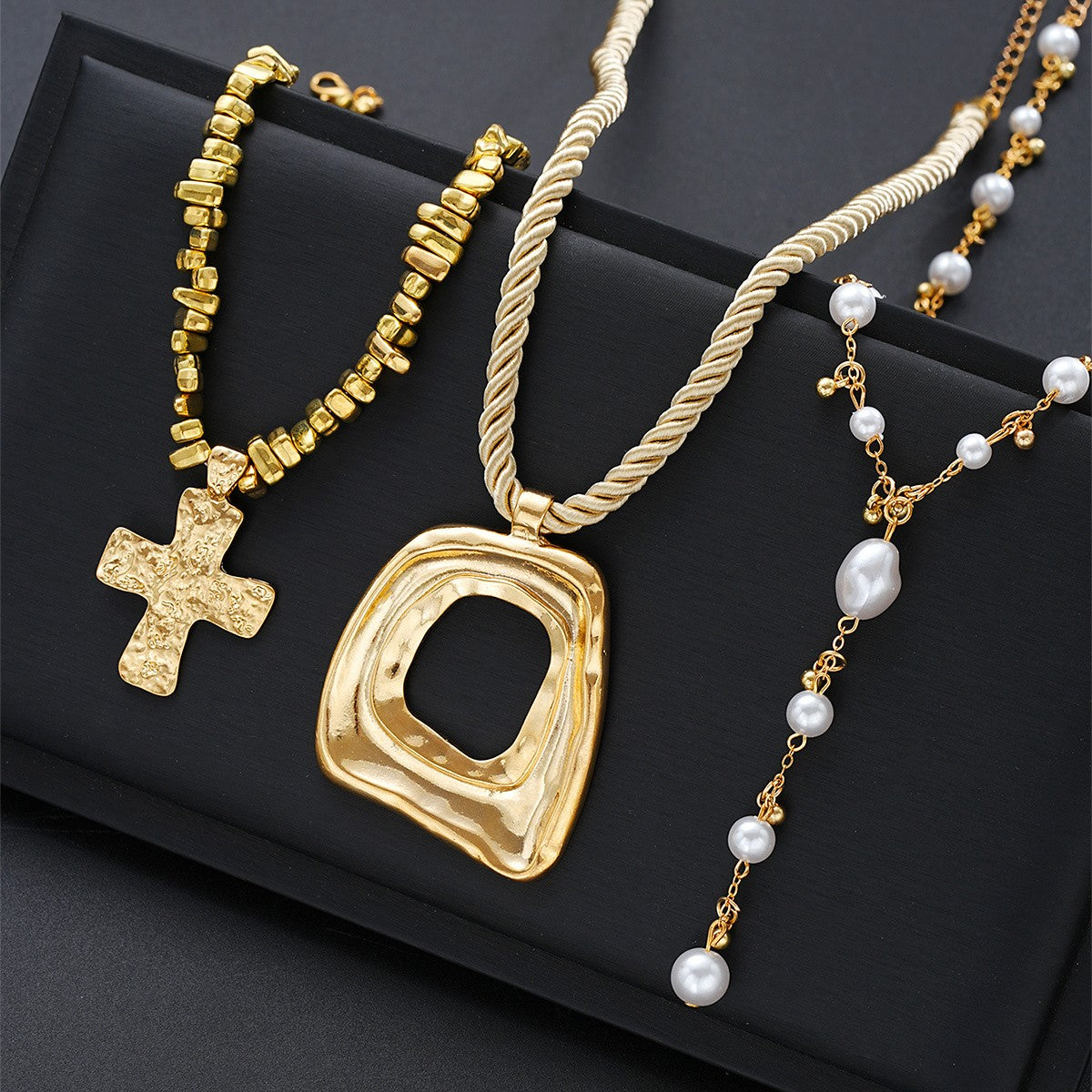 Vintage Pearl Cross Necklace