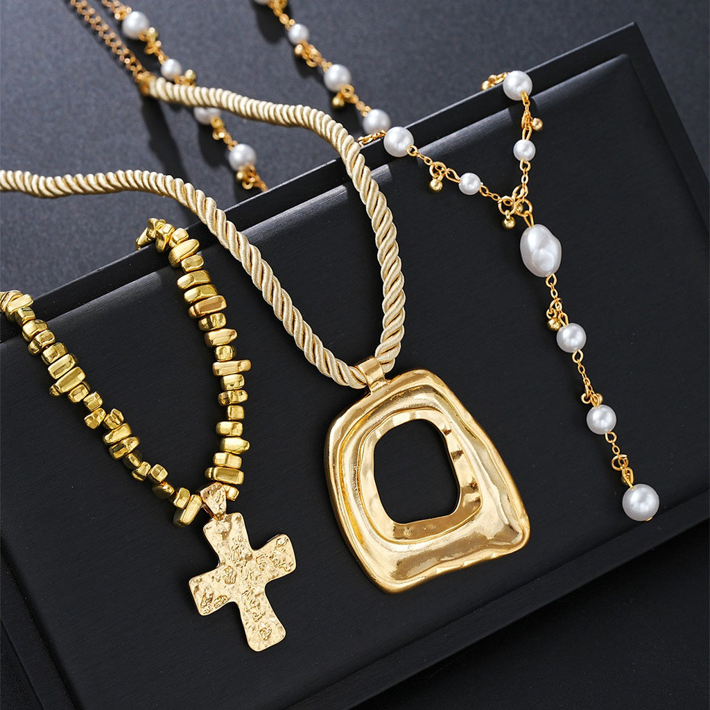 Vintage Pearl Cross Necklace