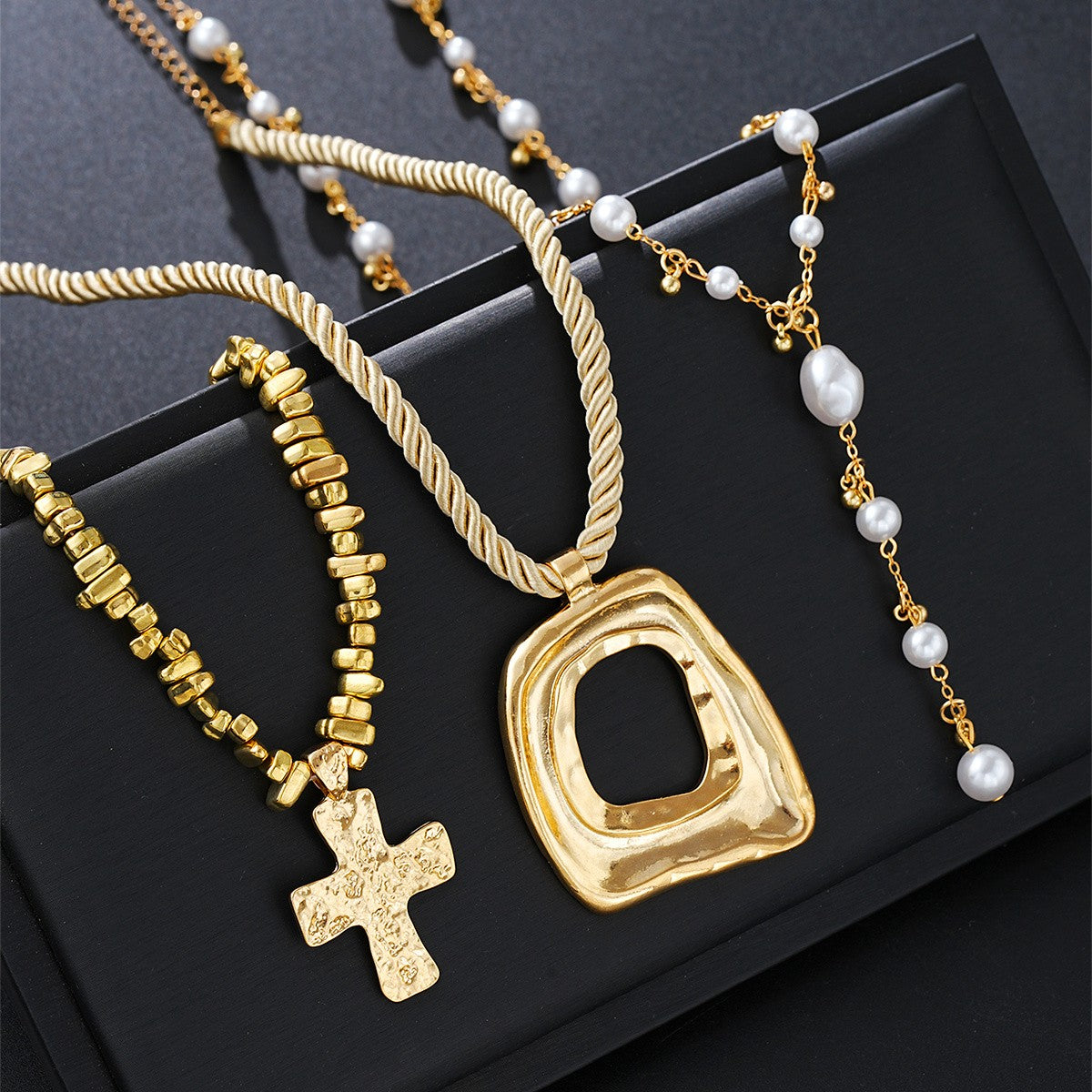 Vintage Pearl Cross Necklace