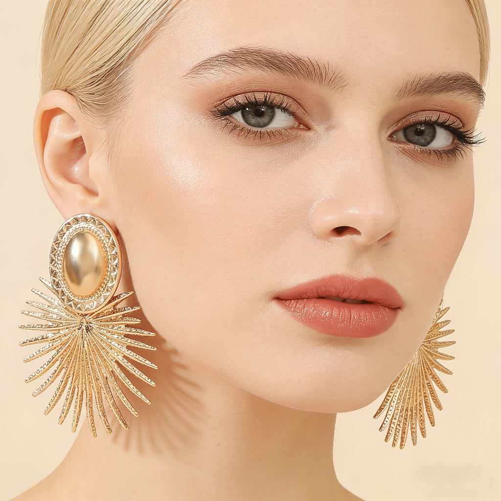 18k Vintage Sunburst Drop Earrings